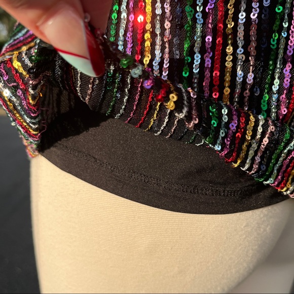 Sanctuary Black Cyber Sequins Tank Top Size S 4 6 Stretch Blouse Party Cute - Picture 8 of 16